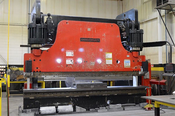 A large hydraulic press brake