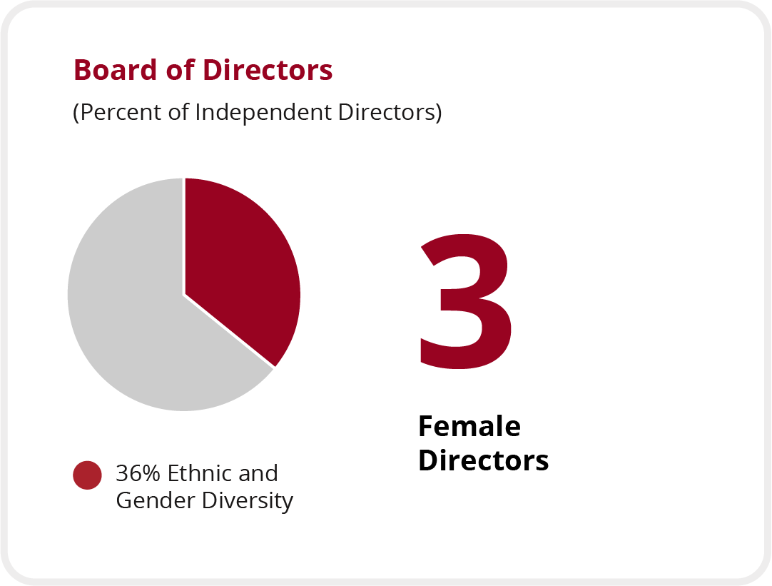 A graph depicting the diversity of Lincoln Electric's board of directors