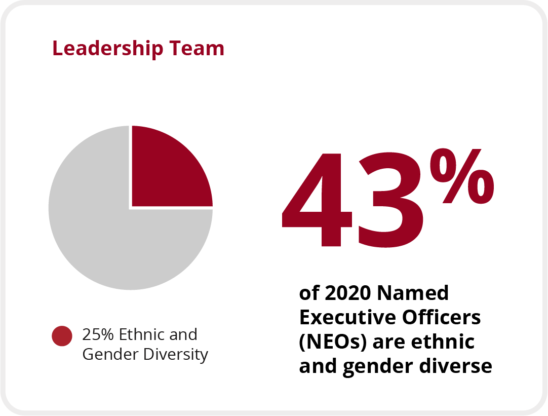 A graph depicting the diversity of Lincoln Electric's leadership team